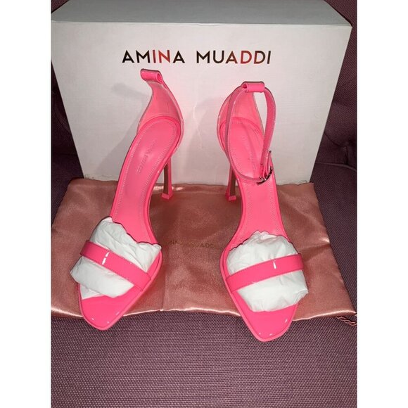 AMINA MUADDI Kim Patent Sandal in Bubble 37.5 New with Box Womens High Heels - Picture 6 of 13